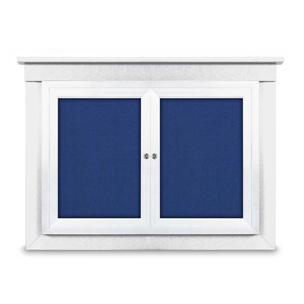 60"x36" 2-Door Enclosed Letterboard, Header, Grey Vinyl/Walnut
